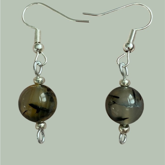 Dyed Dragon Vein Agate Earrings - Picture 1 of 2